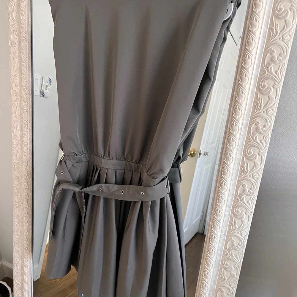 Anthropologie Gray Satin Dress